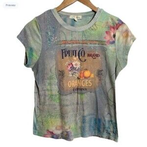 Vtg XCIT USA Short Sleeve T Shirt Top M 90s Y2K Mom Fairy Grunge Artsy